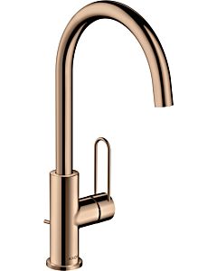 hansgrohe Axor Uno mitigeur lavabo 38036300 saillie 174mm, avec poignée en arc, tirette garniture de vidange , or rouge poli