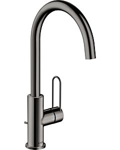 hansgrohe Axor Uno mitigeur lavabo 38036330 saillie 174mm, avec poignée en arc, tirette garniture de vidange , chrome noir poli