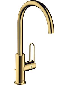 hansgrohe Axor Uno Wash basin mixer 38036990 projection 174mm, with loop handle, pop-up waste set, polished gold optic