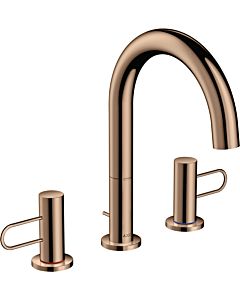 hansgrohe Axor Uno 3-hole washbasin mixer 38054300 projection 173mm, with bow handles, pop-up waste set, polished red gold