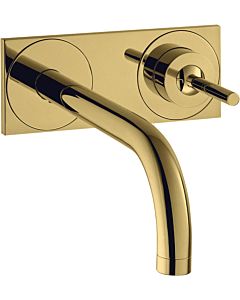 hansgrohe Axor Uno Fertigmontageset 38112990 Unterputz-Waschtischarmatur, Pin-Griff, Platte, Ausladung 165 mm, polished gold optic