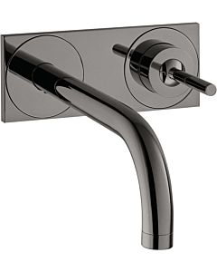 hansgrohe Axor Uno Fertigmontageset 38115330 Unterputz-Waschtischarmatur, Pin-Griff, Platte, Ausladung 225 mm, polished black chrome
