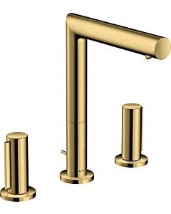 hansgrohe Axor Uno 3-Loch-Waschtischarmatur 45133990 Ausladung 183mm, mit Zerogriffen, Zugstangen-Ablaufgarnitur, polished gold optic