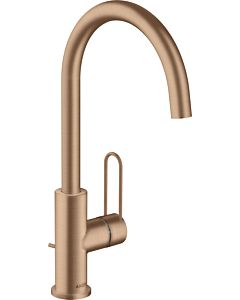 hansgrohe Axor Uno mitigeur lavabo 38036310 saillie 174mm, avec poignée en arc, tirette garniture de vidange , or rouge brossé