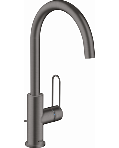 hansgrohe Axor Uno Wash basin mixer 38036340 projection 174mm, with loop handle, pop-up waste set, brushed black chrome
