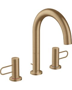 hansgrohe Axor Uno 3-Loch-Waschtischarmatur 38054140 Ausladung 173mm, mit Bügelgriffen, Zugstangen-Ablaufgarnitur, brushed bronze