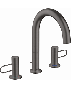 hansgrohe Axor Uno 3 trous mitigeur lavabo 38054340 saillie 173mm, avec poignées en arc, tirette garniture de vidange , chrome noir brossé