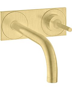 hansgrohe Axor Uno Fertigmontageset 38115950 Unterputz-Waschtischarmatur, Pin-Griff, Platte, Ausladung 225 mm, brushed brass
