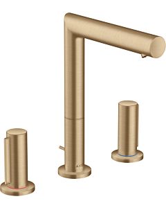 hansgrohe Axor Uno 3-Loch-Waschtischarmatur 45133140 Ausladung 183mm, mit Zerogriffen, Zugstangen-Ablaufgarnitur, brushed bronze