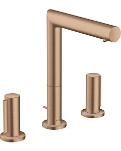 hansgrohe Axor Uno 3-Loch-Waschtischarmatur 45133310 Ausladung 183mm, mit Zerogriffen, Zugstangen-Ablaufgarnitur, brushed red gold