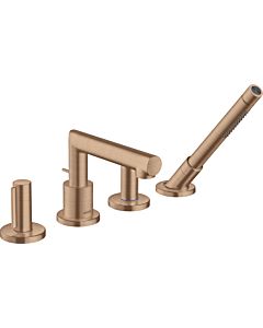 hansgrohe Axor Uno Finishing set 45444310 4-hole bath rim fitting, with zero handle, brushed red gold