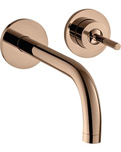 hansgrohe Axor Uno Fertigmontageset 38116300 Unterputz-Waschtischarmatur, Pin-Griff, Rosetten, Ausladung 225 mm, polished red gold