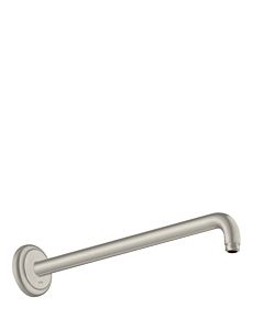bras de douche hansgrohe 27348800 389mm, angle 90 degrés, montage mural, optique inox