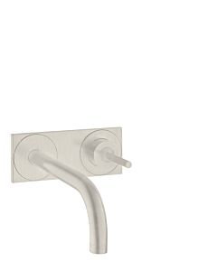 hansgrohe Axor Uno Fertigmontageset 38115800 Unterputz-Waschtischarmatur, Pin-Griff, Platte, Ausladung 225 mm, Edelstahl-Optik