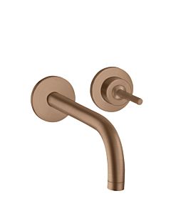 hansgrohe Axor Uno Fertigmontageset 38116310 Unterputz-Waschtischarmatur, Pin-Griff, Rosetten, Ausladung 225 mm, brushed red gold