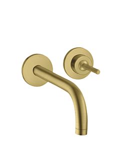 hansgrohe Axor Uno Fertigmontageset 38113950 Unterputz-Waschtischarmatur, Pin-Griff, Rosetten, Ausladung 165 mm, brushed brass