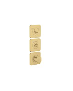 Hansgrohe Axor Citterio C Thermostatmodul 380/120, 49710250 cubic cut, Brushed Gold Optic, Unterputz, mit Rosetten