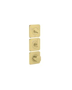 Hansgrohe Axor Citterio C Thermostatmodul 380/120, 49710950 cubic cut, Brushed Brass, Unterputz, mit Rosetten