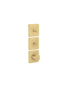 Hansgrohe Axor Citterio C Thermostatmodul 380/120, 49711250 cubic cut, Brushed Gold Optic, Unterputz, mit Rosetten