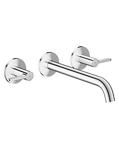 hansgrohe AXOR One 3-Loch Waschtischarmatur 48160000 Unterputz, Ausladung 220mm, Wandmontage mit Rosetten, mit Hebelgriff, chrom