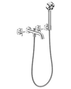 hansgrohe AXOR One 3-Loch Wannenarmatur 48443000 Unterputz, Ausladung 220mm, mit Handbrause, mit Kreuzgriff, chrom