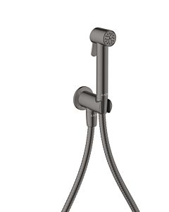 hansgrohe AXOR Bidette Showers Bidette Duschkopf 29240330 1 Strahlart rund für Kaltwasser mit Duschkopfhalterung und Duschschlauch 1,25 m, Polished Black Chrome