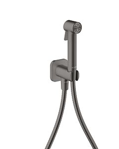 hansgrohe AXOR Bidette Showers Bidette Shower Head 29241340 2000 Softsquare spray type for cold water with shower head holder and shower hose 2000 ,25 m, Brushed Black Chrome