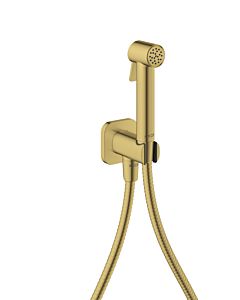 hansgrohe AXOR Bidette Showers Bidette Duschkopf 29241990 1 Strahlart softsquare für Kaltwasser mit Duschkopfhalterung und Duschschlauch 1,25 m, Polished Gold Optic