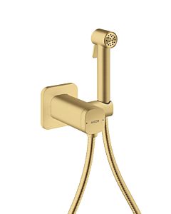 hansgrohe AXOR Bidette Showers Bidette Shower Head 29243250 2000 Softsquare spray type for mixed water with shower head holder and shower hose 2000 ,25 m, Brushed Gold Optic