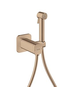 Pommeau de douche bidette AXOR hansgrohe 29243300 2000 Mode de pulvérisation Softsquare pour eau mitigée avec support de pommeau de douche et flexible de douche 2000 , 25 m, poli Red Or