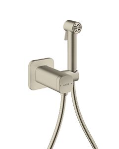 hansgrohe AXOR Bidette Showers Bidette Duschkopf 29243820 1 Strahlart softsquare für Mischwasser mit Duschkopfhalterung und Duschschlauch 1,25 m, Brushed Nickel