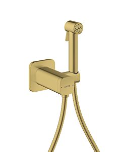 hansgrohe AXOR Bidette Showers Bidette Duschkopf 29243990 1 Strahlart softsquare für Mischwasser mit Duschkopfhalterung und Duschschlauch 1,25 m, Polished Gold Optic