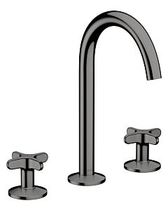 hansgrohe AXOR One 3-hole basin mixer 170 48040330 projection 140mm, with push-open waste set, with cross handle, polished black chrome