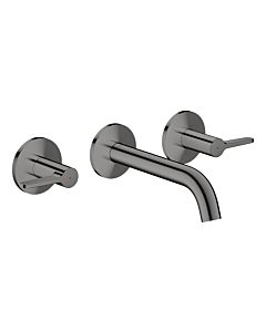 hansgrohe AXOR One 3 trous mitigeur lavabo 48150330 encastré, saillie 160 mm, montage mural avec rosaces, avec poignée à levier, chrome noir poli
