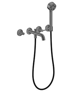 Mitigeur bain/douche 3 trous AXOR hansgrohe One 48444340 encastré, saillie 220 mm, avec douchette à main, avec poignée à levier, chrome noir brossé