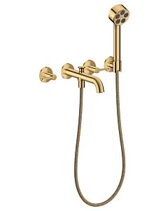 Mitigeur bain/douche 3 trous AXOR hansgrohe One 48444990 encastré, saillie 220 mm, avec douchette à main, avec poignée à levier, aspect or poli