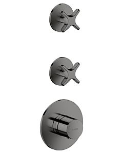 Module thermostatique AXOR hansgrohe One 48712330 encastré, 2 Verbraucher , avec poignée transversale, chrome noir poli