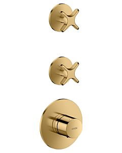 hansgrohe AXOR One Thermostatmodul 48712990 Unterputz, 2 Verbraucher, mit Kreuzgriff, polished gold optic