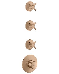 hansgrohe AXOR One Thermostatmodul 48713310 Unterputz, 3 Verbraucher, mit Kreuzgriff, brushed red gold