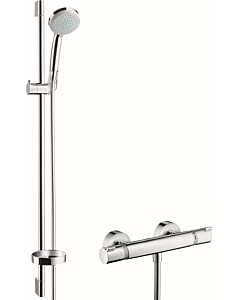hansgrohe système de douche Croma 27033000 avec thermostat Ecostat Comfort et barre de douche 90cm, 9 l/min, chromé