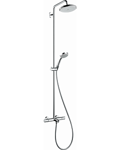 hansgrohe Showerpipe 27223000 Croma 220 Brausearm 400 mm schwenkbar, chrom, mit Thermostat