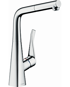 hansgrohe Metris single-lever sink mixer 14781000 with pull-out spout, 1jet, chrome