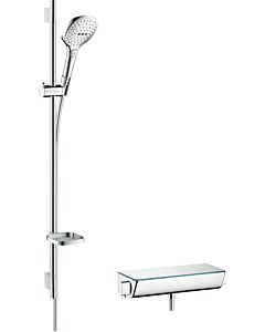 hansgrohe Brauseset Ecostat Select 27039400  E 120 Combi, weiß/chrom, 90 cm, DN 15, Thermostat