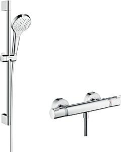 hansgrohe Croma Select S Ensemble de douche Combi 27013400 blanc- chromé , ensemble de douche 65 cm