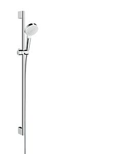 hansgrohe Crometta 1jet Brauseset 26539400 weiss chrom, EcoSmart, mit 90 cm Brausestange