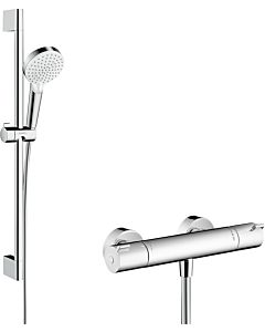 hansgrohe Crometta Vario Brauseset 27812400 weiss/chrom, 65 cm Stange, Ecostat 1001 CL