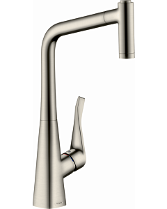hansgrohe Metris Küchenarmatur 14820800 Edelstathl-Optik, Auslauf schwenkbar
