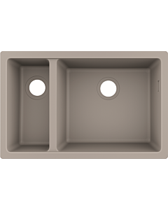 hansgrohe Unterbauspüle 43433380 710 x 450 mm, 1 Haupt- und Zusatzbecken, betongrau