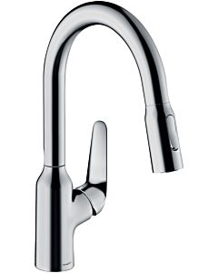 hansgrohe Focus Küchenarmatur 71801000 mit Ausziehbrause, Schwenkbereich 360°, chrom