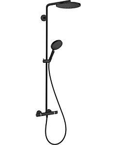 hansgrohe Raindance S Duschsystem 28825670 1 Strahlart PowderRain wassersparend+ mit Thermostat, EcoSmart+, 6 l/min, schwarz matt